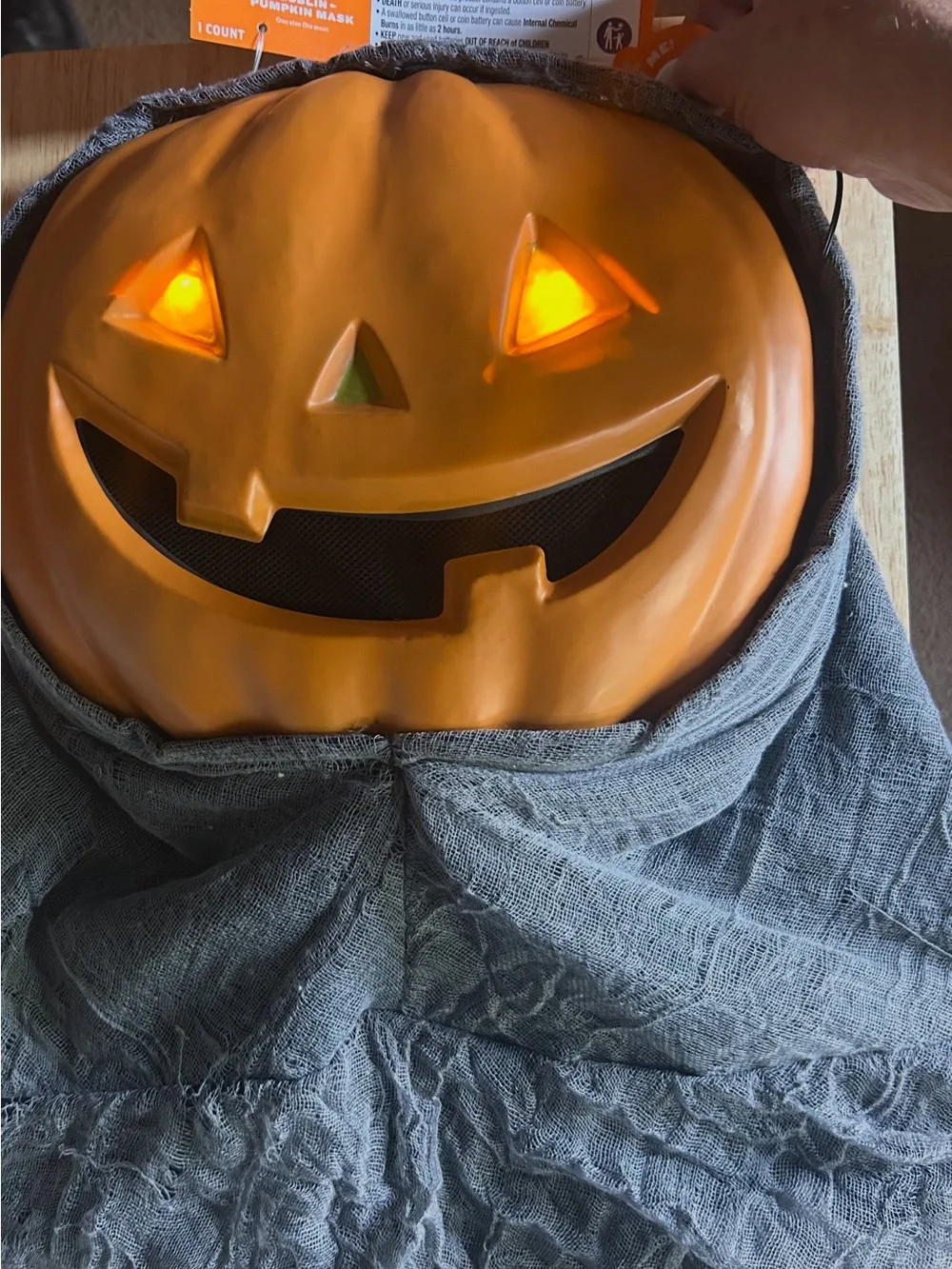 Orange Pumpkin Jack-O'-Lantern Mask Costume